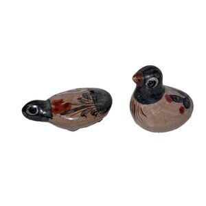 Vtg Mini Tonala Mexican Pottery Hand Painted Folk Art Bird & Turtle Figurines